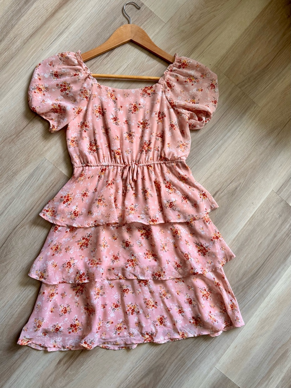 Francesca’s Pink Floral Puff Sleeve Cottagecore Dress | Coquette Prairie Style M